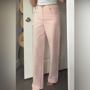 Zara Light Pink High-Rise Straight wide leg Jeans
